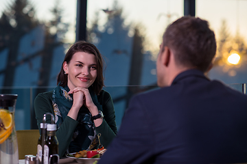 Image showing loving couple enjoying romantic dinner