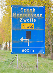 Image showing Large traffic sign on a abandoned road