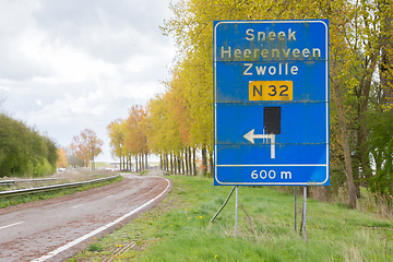 Image showing Large traffic sign on a abandoned road