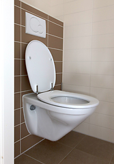 Image showing White toilet bowl in the bathroom