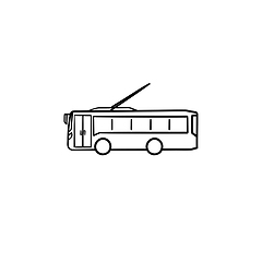 Image showing Trolleybus hand drawn outline doodle icon.