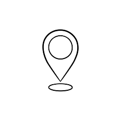 Image showing Map pointer hand drawn outline doodle icon.