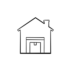 Image showing Warehouse hand drawn outline doodle icon.