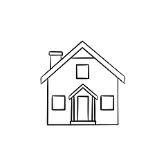 Image showing Detailed house hand drawn outline doodle icon.