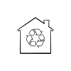 Image showing Eco house hand drawn outline doodle icon.