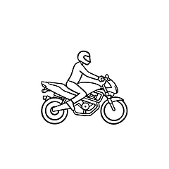 Image showing Motocross rider hand drawn outline doodle icon.