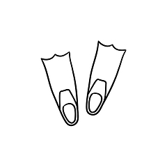 Image showing Diving flippers hand drawn outline doodle icon.