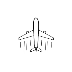 Image showing Airplane hand drawn outline doodle icon.