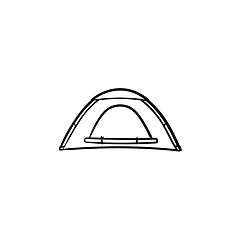 Image showing Camping tent hand drawn outline doodle icon.