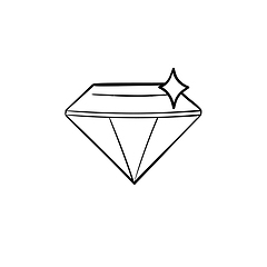 Image showing Diamond hand drawn outline doodle icon.