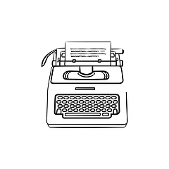 Image showing Typewriter hand drawn outline doodle icon.