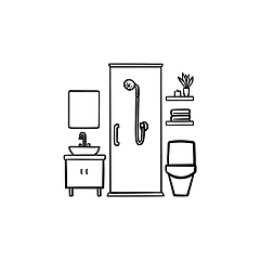 Image showing Bathroom hand drawn outline doodle icon.