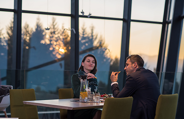 Image showing loving couple enjoying romantic dinner