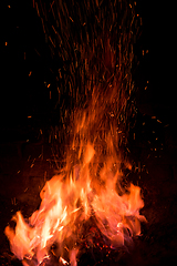 Image showing Traditional blacksmith furnace with burning fire