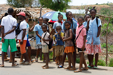 Image showing Malagasy children on rural Madagascar marketplace