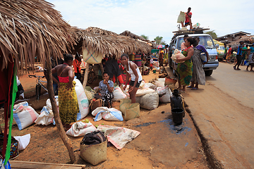 Image showing Malagasy peoples on big colorful rural Madagascar marketplace