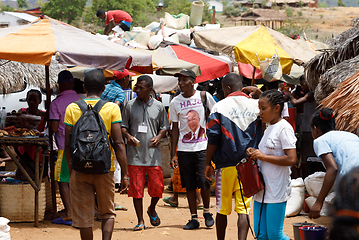 Image showing Malagasy peoples on big colorful rural Madagascar marketplace