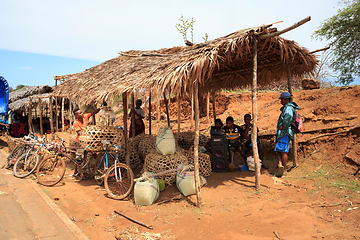 Image showing Malagasy peoples on big colorful rural Madagascar marketplace