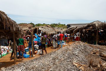 Image showing Malagasy peoples on big colorful rural Madagascar marketplace