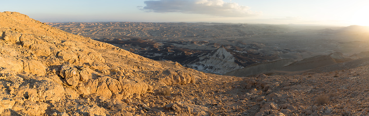 Image showing Trekking in Negev dramatic stone desert, Israel 