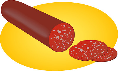 Image showing Pepperoni salami sliced illustration