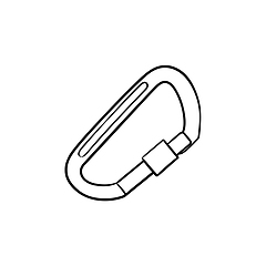 Image showing Climbing carabiner hand drawn outline doodle icon.