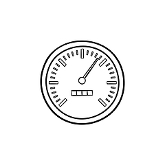 Image showing Speedometer hand drawn outline doodle icon.