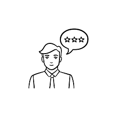 Image showing Customer speaking hand drawn outline doodle icon.