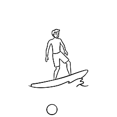 Image showing Male surfer hand drawn outline doodle icon.