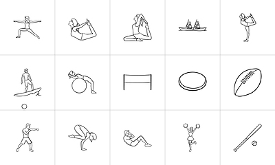 Image showing Sport hand drawn outline doodle icon set.