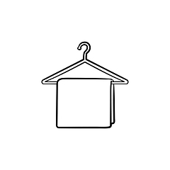 Image showing Hanger with towel hand drawn outline doodle icon.