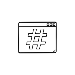 Image showing Browser window with hashtag hand drawn outline doodle icon.