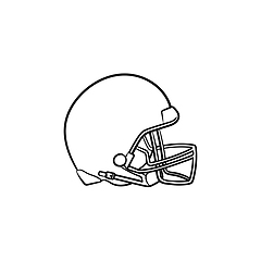 Image showing Hockey helmet hand drawn outline doodle icon.