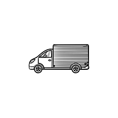 Image showing Delivery van hand drawn outline doodle icon.