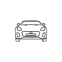 Image showing Car front view hand drawn outline doodle icon.