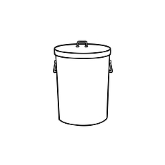 Image showing Trash bin hand drawn outline doodle icon.