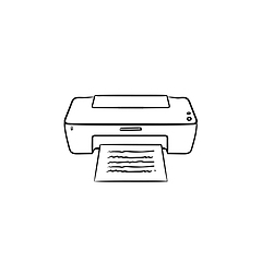 Image showing Office printer hand drawn outline doodle icon.