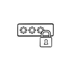 Image showing Login entering and padlock hand drawn outline doodle icon.