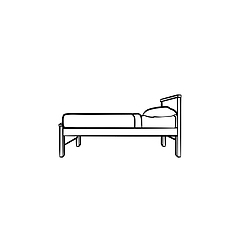 Image showing Single bed hand drawn outline doodle icon.