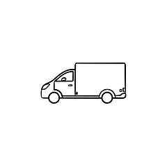 Image showing Delivery van hand drawn outline doodle icon.