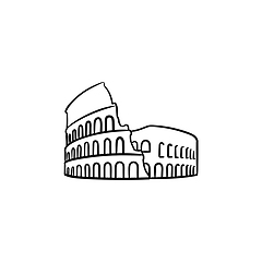 Image showing Rome coliseum hand drawn outline doodle icon.