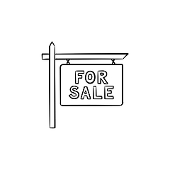 Image showing For sale sign hand drawn outline doodle icon.