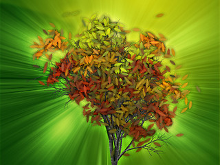 Image showing Tree with falling leaves, illustration