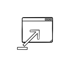 Image showing Browser window with upload sign hand drawn outline doodle icon.