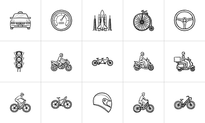 Image showing Transport hand drawn outline doodle icon set.