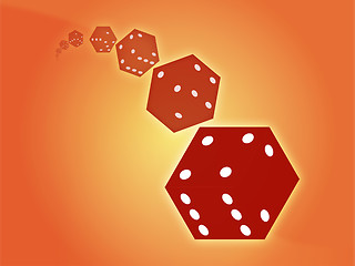 Image showing Rolling red dice illustration