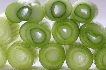 Image showing Slices of young onion