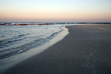 Image showing Beach at sundown, Caesarea, Israel