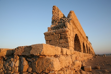 Image showing Ancient Roman aqueduct at Caesarea, in Israel