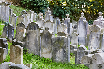 Image showing Jewish cemetery with stone gravestones in Turnov